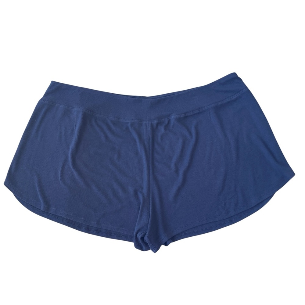 ATHLETA WOMEN'S BLUE ELASTIC WAIST SOFT WELL RESTED RIB PAJAMA SHORT SIZE 2X